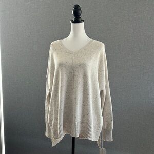 Oatmeal Colored V-Neck Sweater - New With Tags - Medium